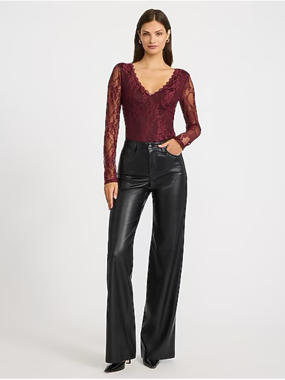 Express Faux Leather High Waisted Wide Leg Pant